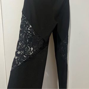 Forever 21 XXI Side Crochet Black Leggings M Medium Lace Ponte Knit Skinny
